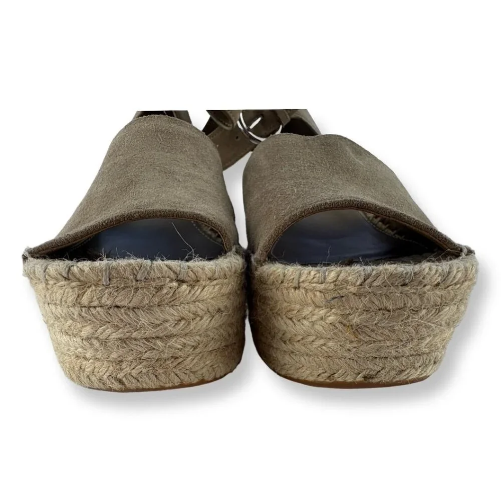 Marc Fisher Nelly Wedge Espadrille Sandal in Tan Taupe Suede Size 9.5